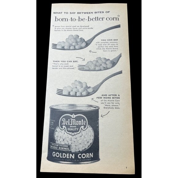 Del Monte Golden Corn Vintage Print Ad 1954 Food Kitchen Decor - Picture 1 of 4